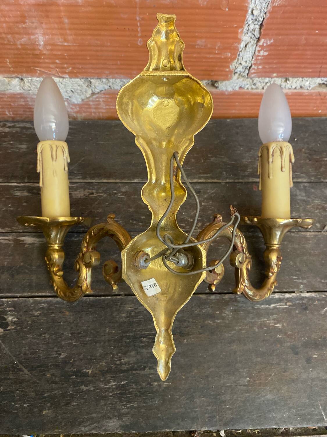 Pair of Double Wall Lights in Antique Louis XV Style, Gilded Bronze Vintage #D67