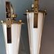 Pair of lantern sconces in gilded brass and opaline 1960.