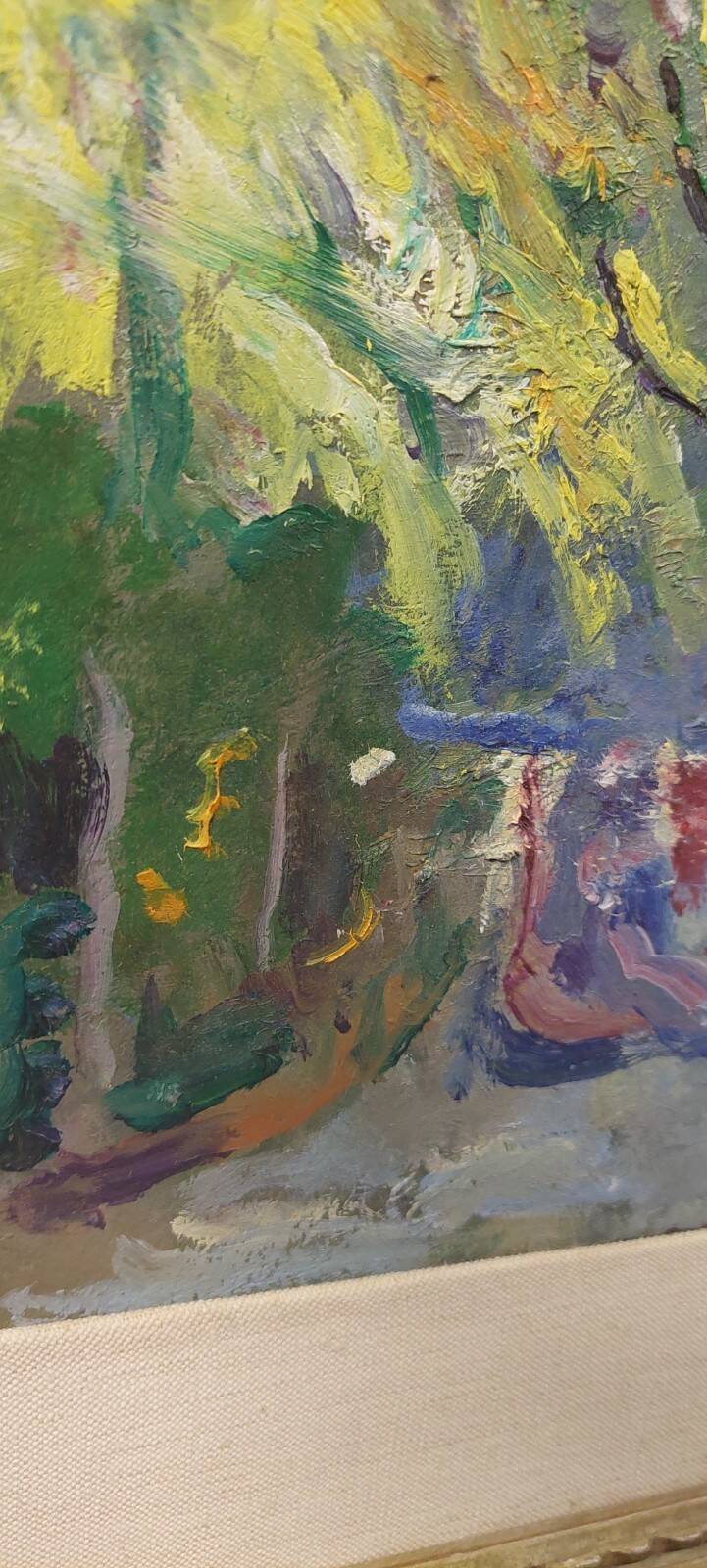 Oil painting on panel early 1900 landscape impressionist frame