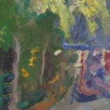 Oil painting on panel early 1900 landscape impressionist frame