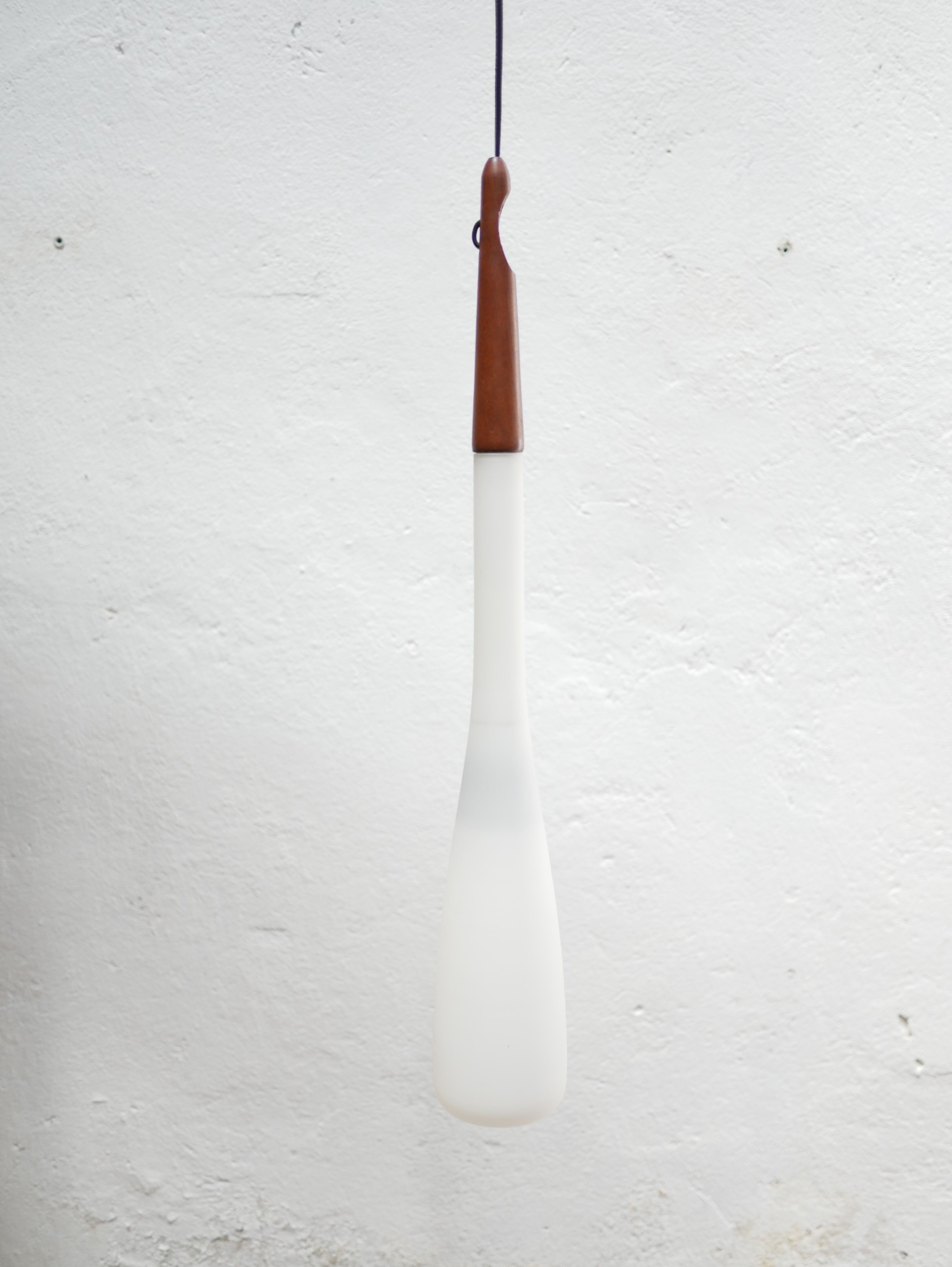 Scandinavian suspension opaline and teak by Uno and 'Sten Kristiansson' for Luxus editions