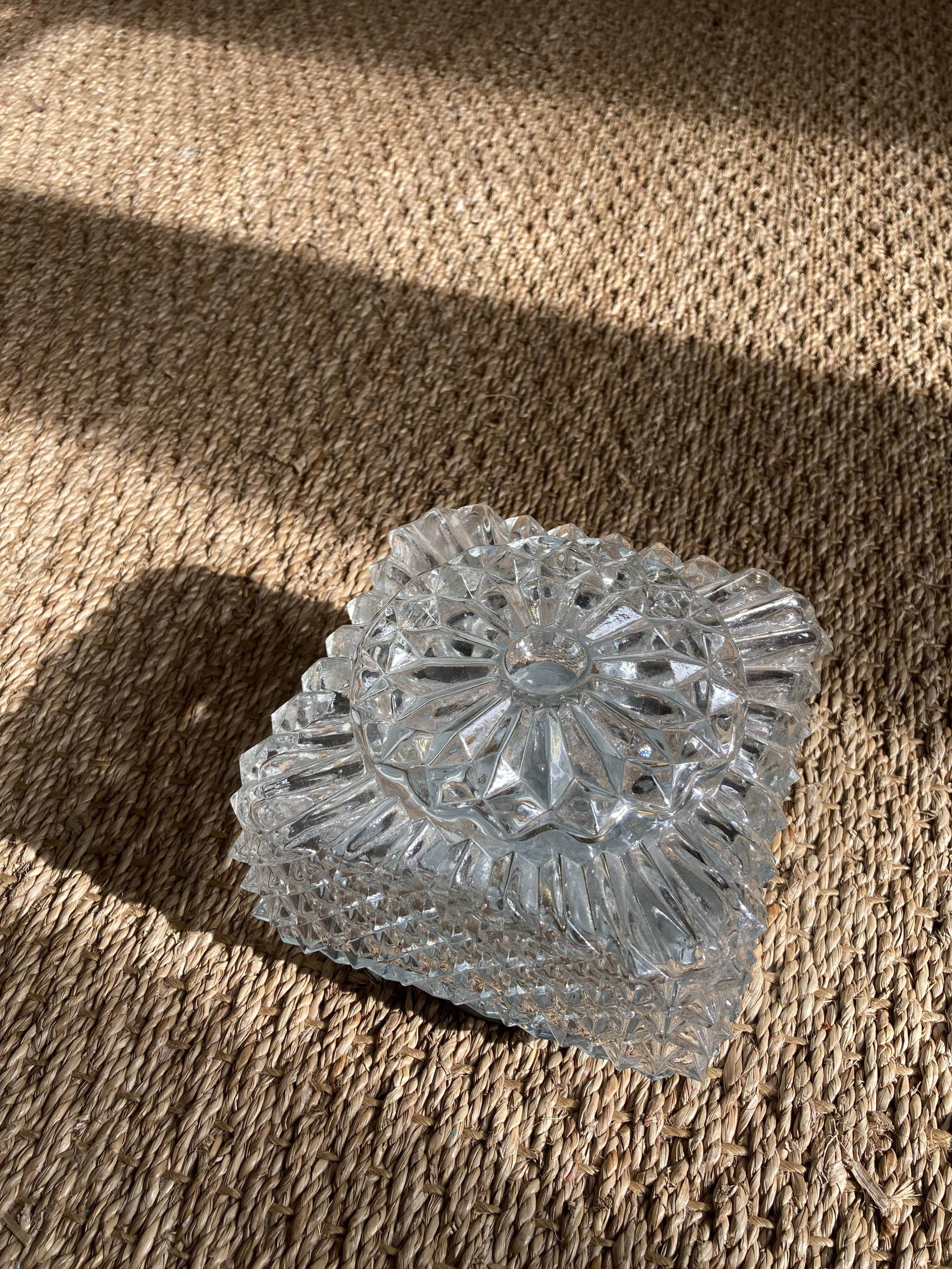 Wall lamp or ceiling lamp in transparent molded glass 1970 square