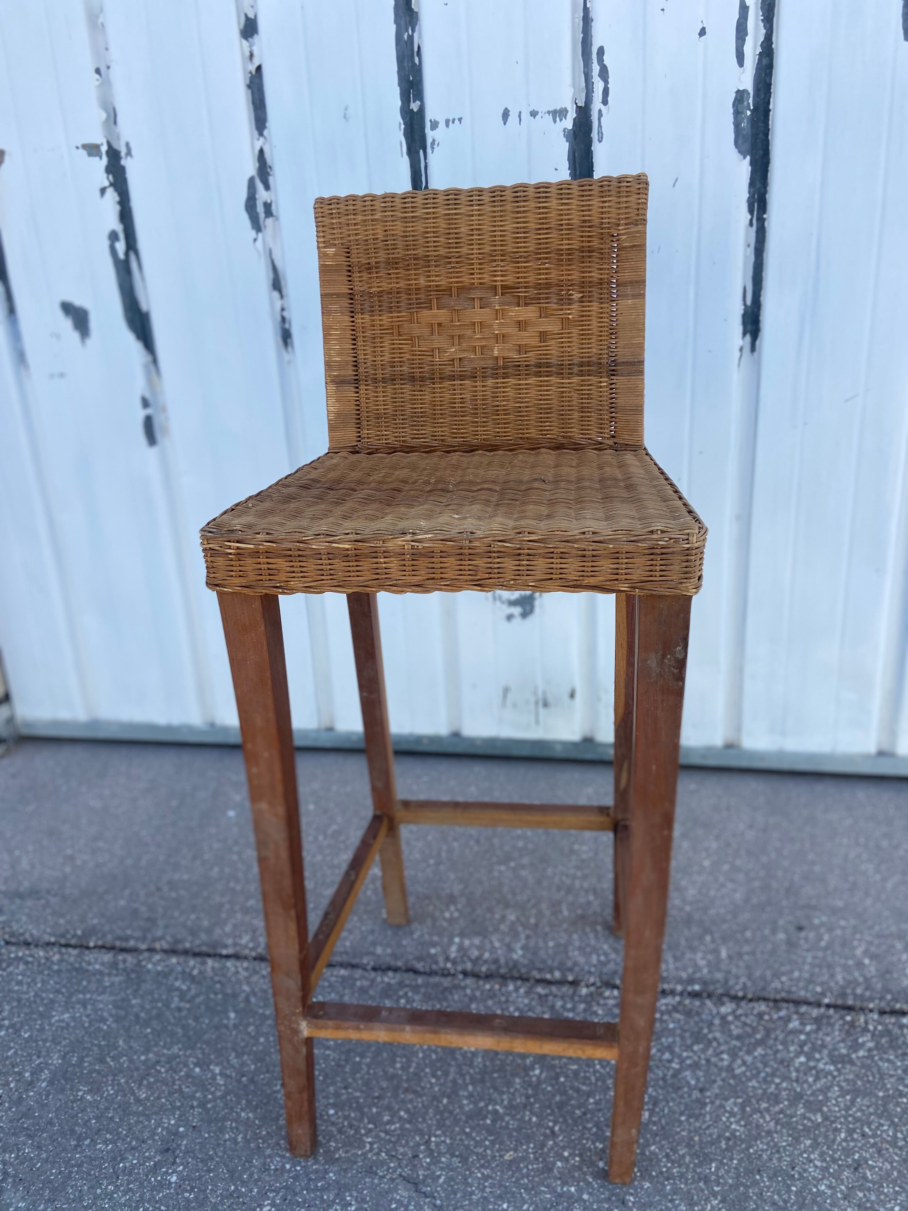 Vintage wicker top stool