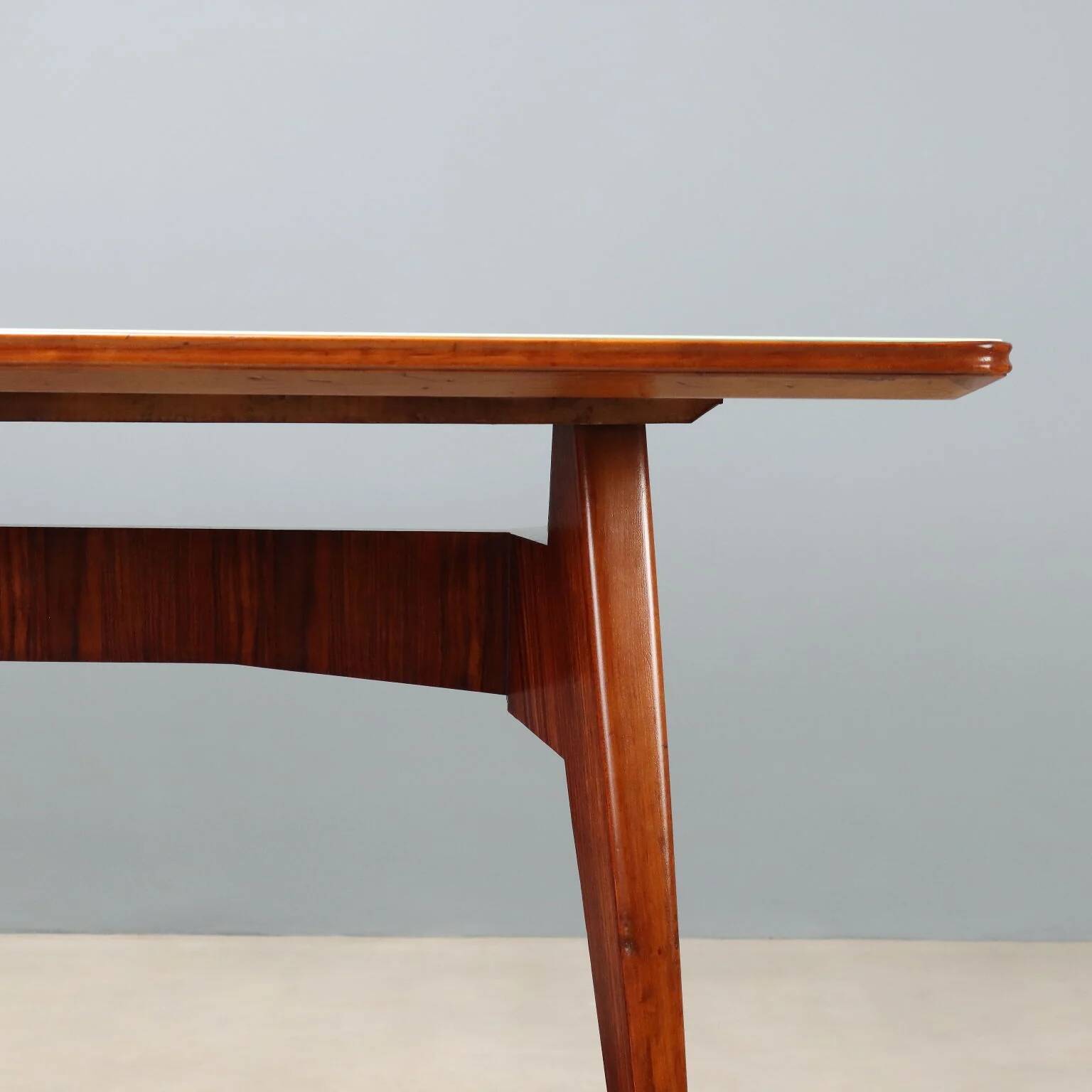 Vintage table in exotic wood and glass, Italian design, 1950s-1960s.