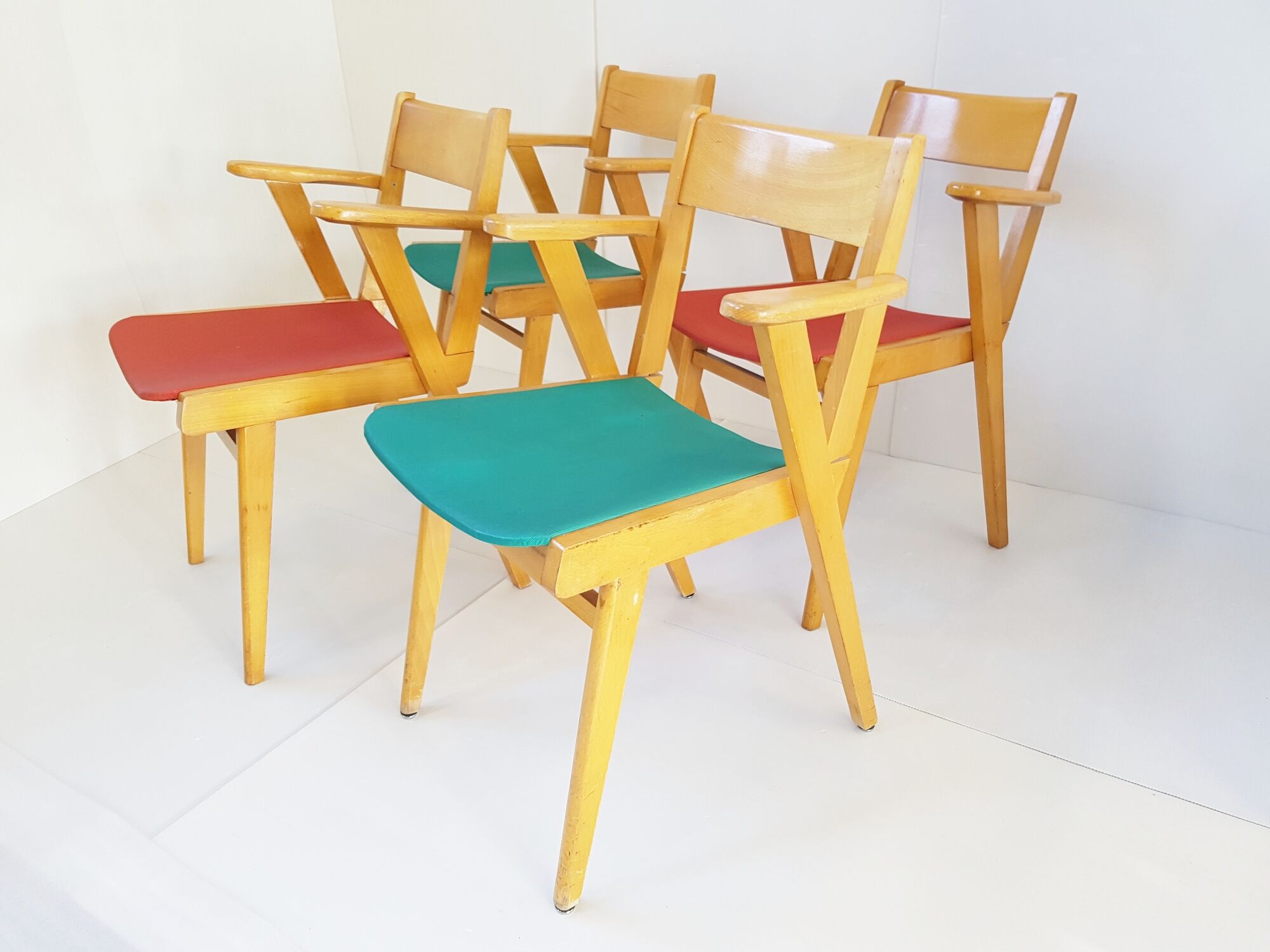 Set of 4 chairs chairs bridge 1950 vintage 50s rockabilly chairs zazou