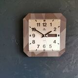 Vintage square silent wall clock "Vedette silver gray"