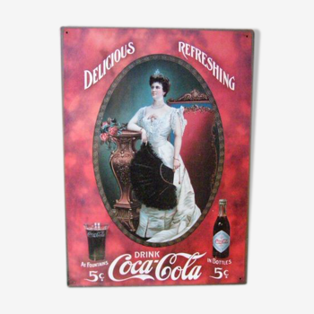 Vintage: plaque publicitaire en tôle Coca Cola