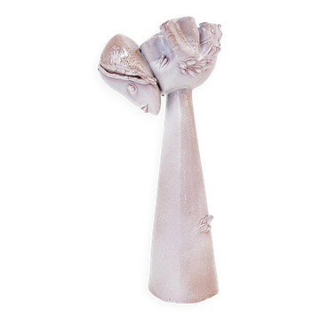 Sculpture en céramique visage féminin - vase à fleurs décoration