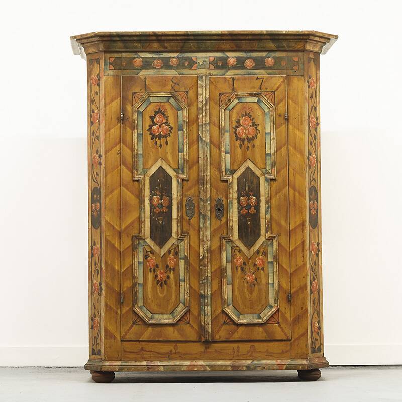 Painted Folk Art Bridal Cupboard