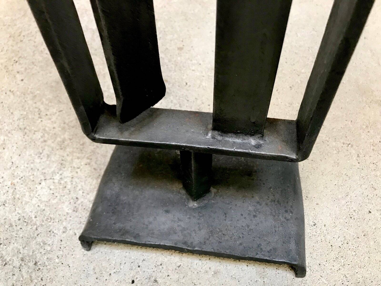 Sculptural brutalist candleholder in wrought iron, GDR / Germany, 1960s