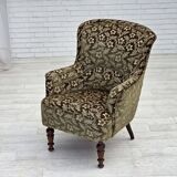 1950s, Danish armchair, green furniture velour, ash wood legs.