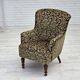1950s, Danish armchair, green furniture velour, ash wood legs.