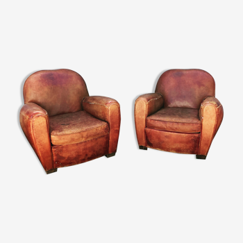 Pair of vintage club armchairs
