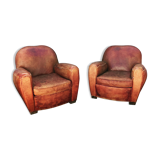 Pair of vintage club armchairs