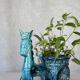 Vintage donkey turquoise blue plant pot / planter