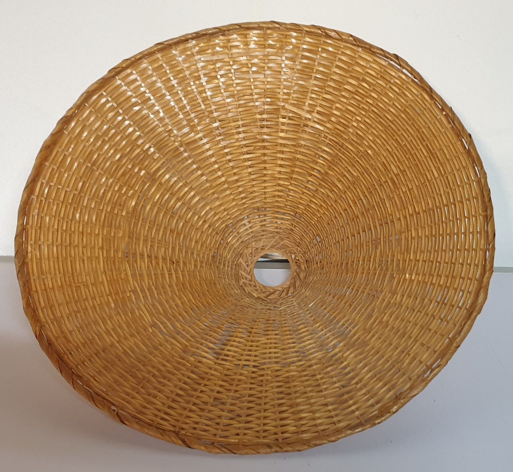 Vintage xxl hanging lamp in rattan, 1960/70