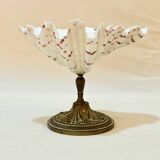 Shell chalice Old natural holy water stoup on bronze foot 19th century empty pockets cabinet of curiosities