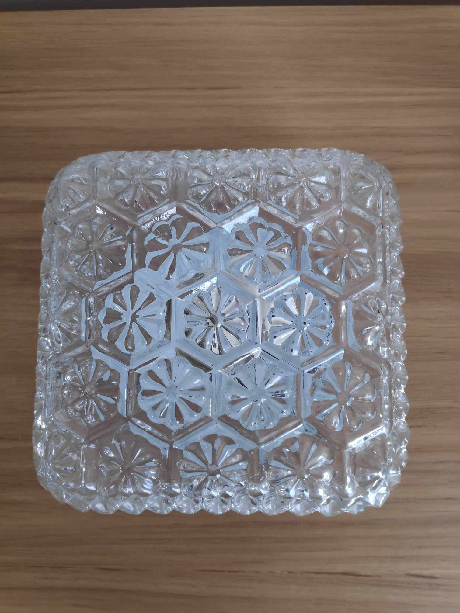 Vintage square worked glass ceiling light