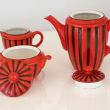 Service to Café or Tea in Ceramics, Sarreguemines, signed Digoin, 1940s
