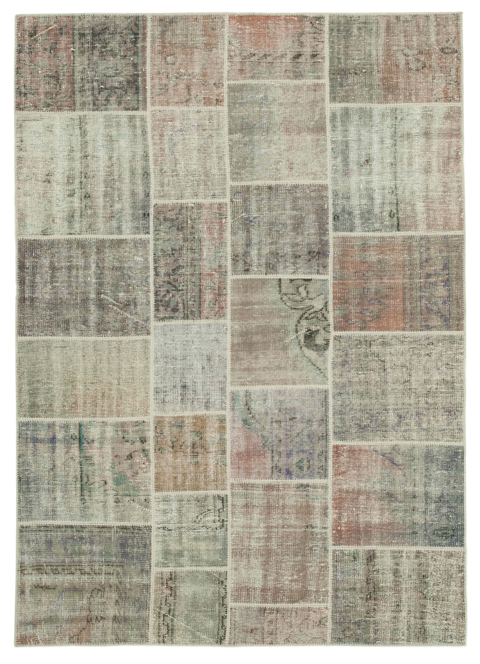 Handmade turkish overdyed 171 cm x 240 cm grey patchwork carpet