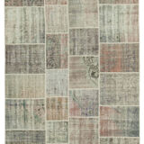 Handmade turkish overdyed 171 cm x 240 cm grey patchwork carpet
