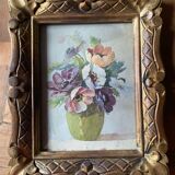 Old painting still life with anemones