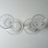 Pair candlesticks glass diamond spikes