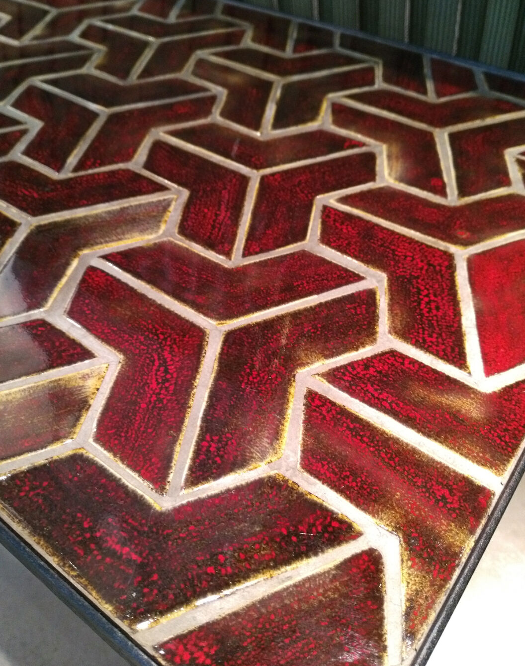 Red ceramic coffee table