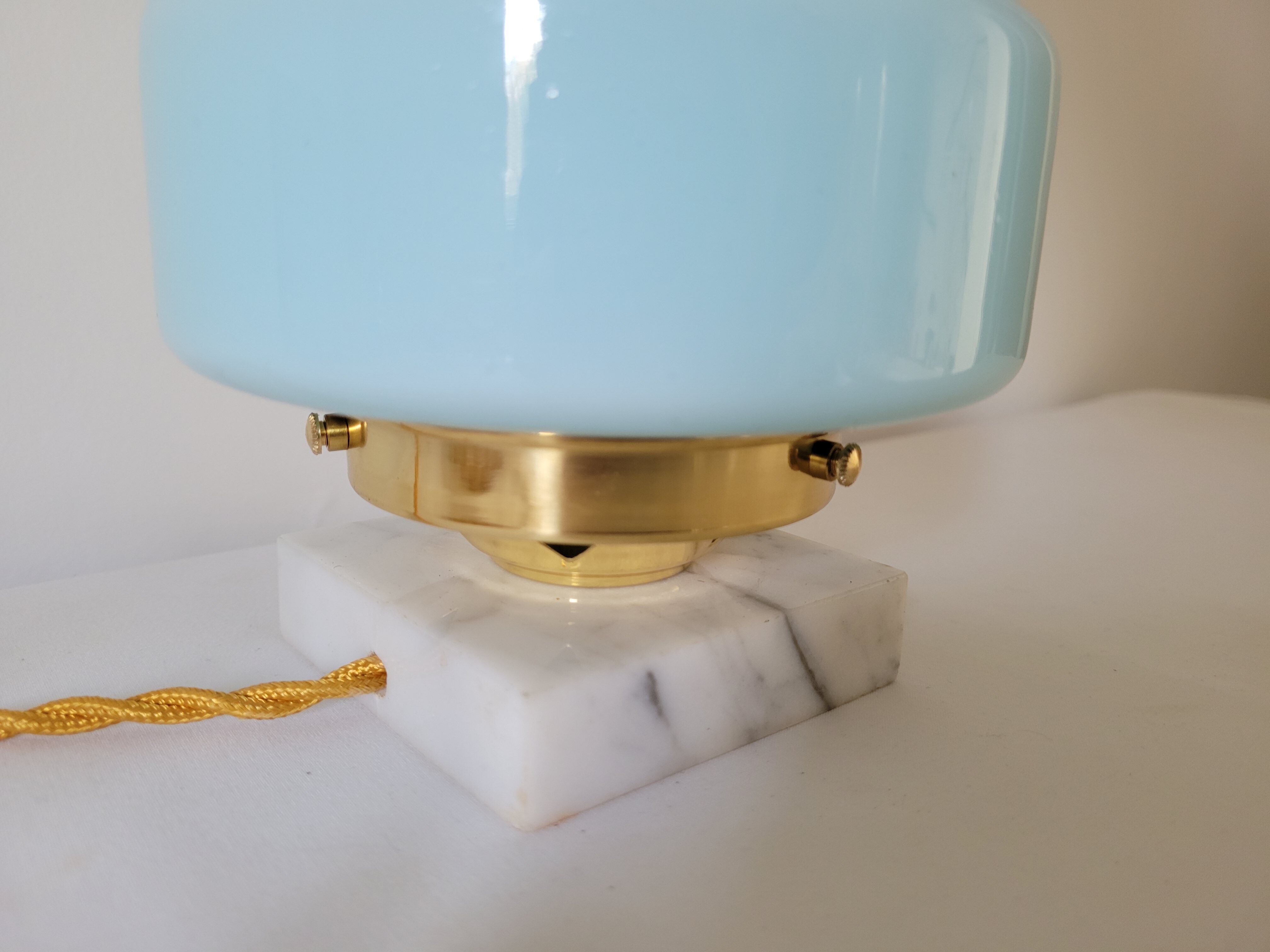 Art Deco blue skyscraper lamp