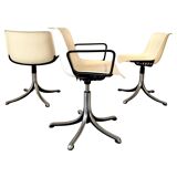 Set of three Modus Office Desk Chairs, Osvaldo Borsani for Tecno, Italy 1960
