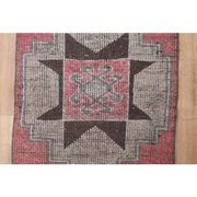 1970s Vintage Turkish Oushak Handmade Wool Cotton Pink Runner Rug 89x279