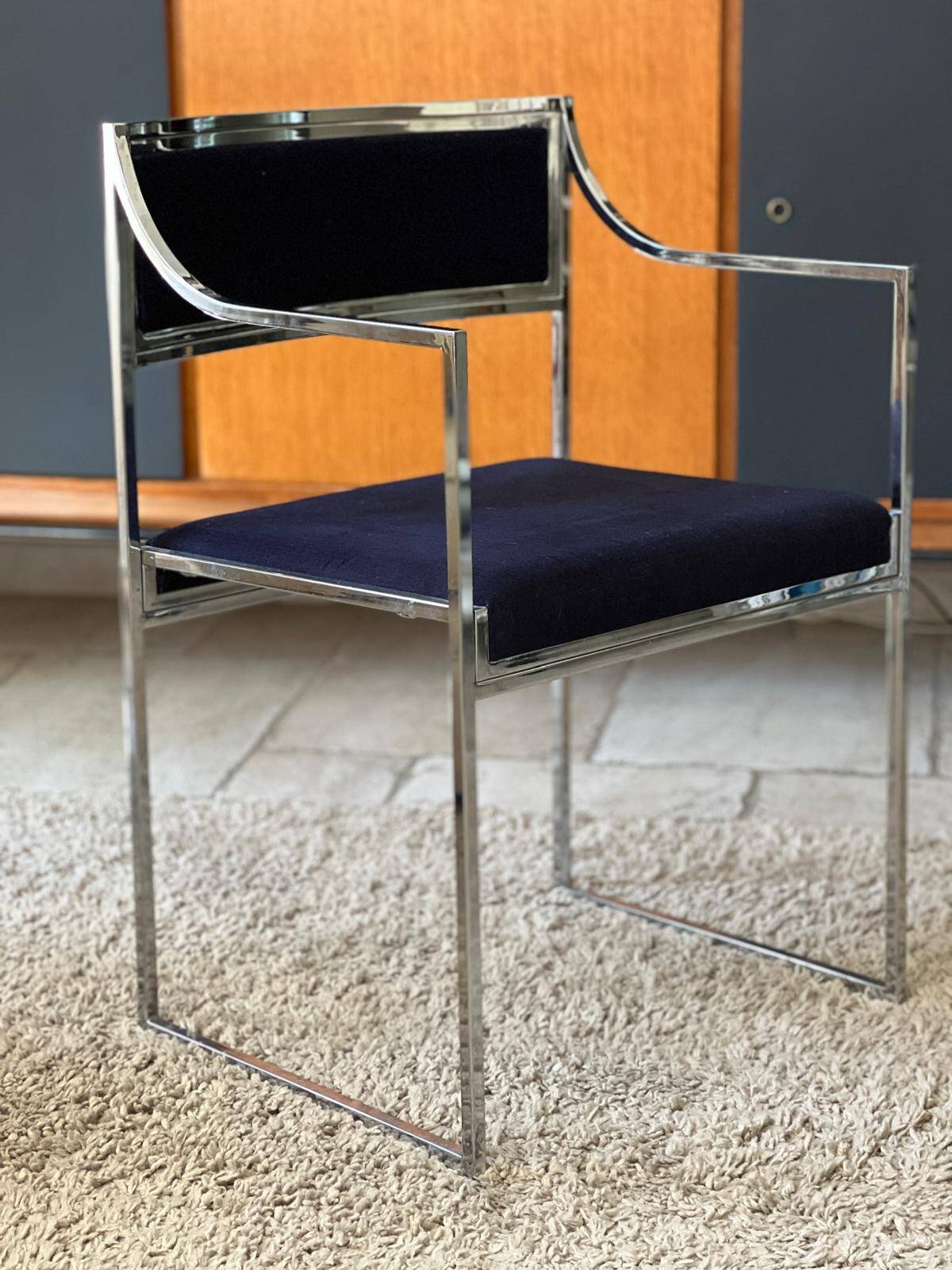 Set of 4 chairs and 2 armchairs model SQ by Willy Rizzo 1970