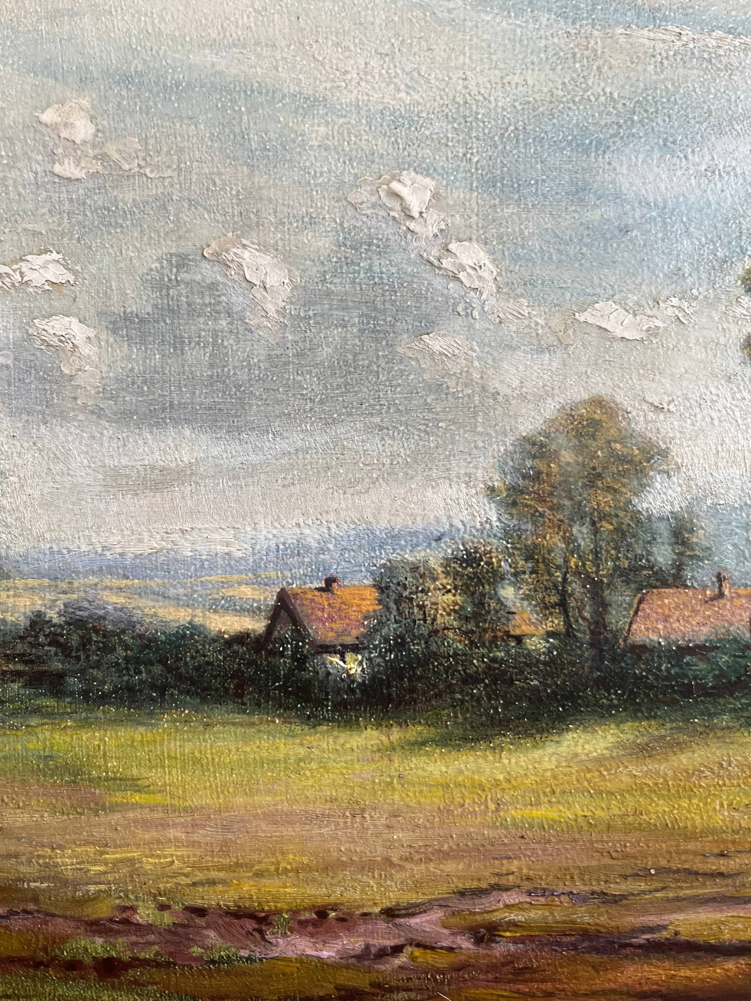 Painting hsp james emery (1819-1899) countryside england fudbury cornard