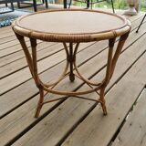 Vintage bamboo and rattan coffee table