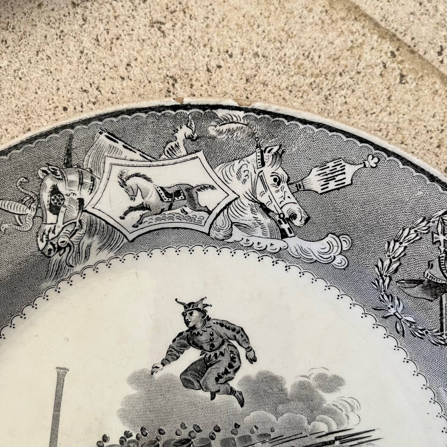 Duo of Creil & Montereau plates, 19th century.