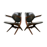 Set of 2 vintage Webe scissor Pelican armchairs by Louis van Teeffelen