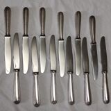 set of 12 Christofle dessert knives model "pearls" in silver metal from the 60s