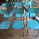 Table formica vintage vert opaline + 6 chaises assorties