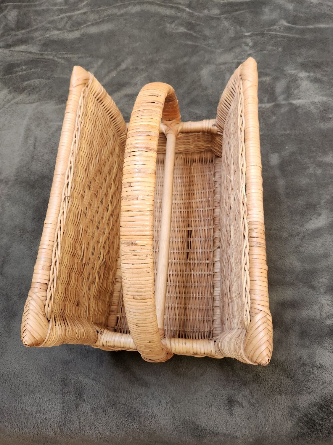 Vintage rattan magazine rack