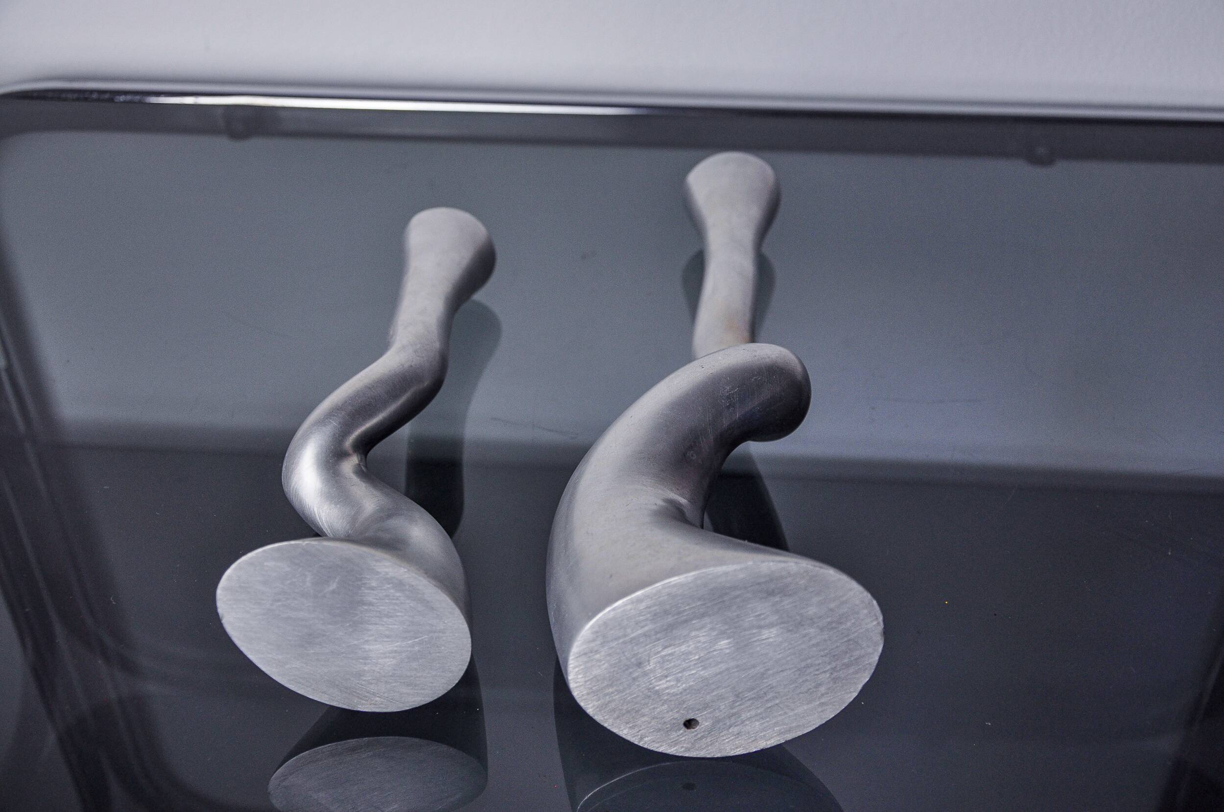 Paire de bougeoirs brutalistes par art3, espagne, 1970