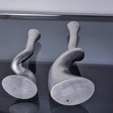 Pair of brutalist candle holders by art3, spain, 1970