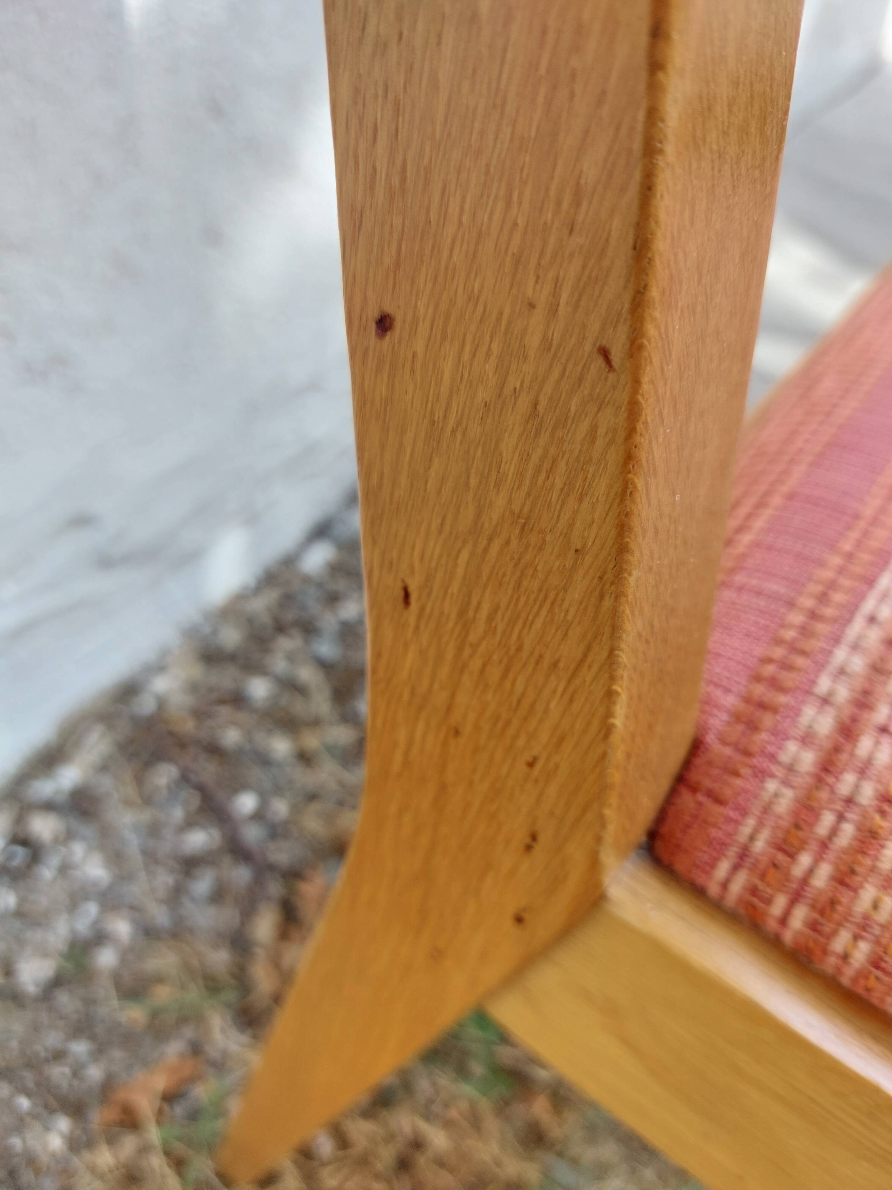 4 cosy chairs, solid wood and fabric