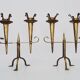 Large Pair of Vintage French Gold Wrought Iron 2 Candle Holders 60