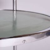 Restored Bauhaus Small Round Table, Chrome, Revived Polish, Czechia, 1930s