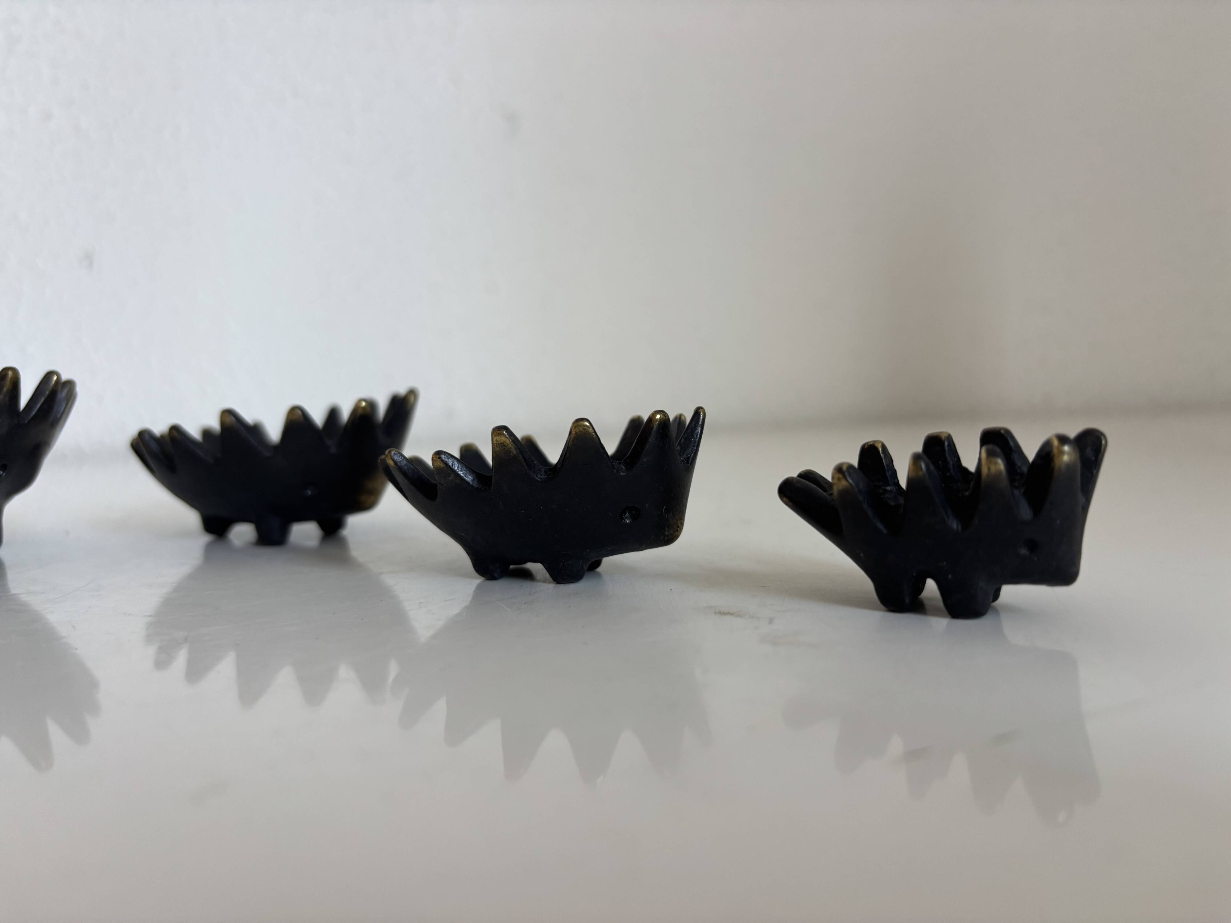 Vintage 1950 hedgehog ashtrays by Walter Bosse for Hertha Baller