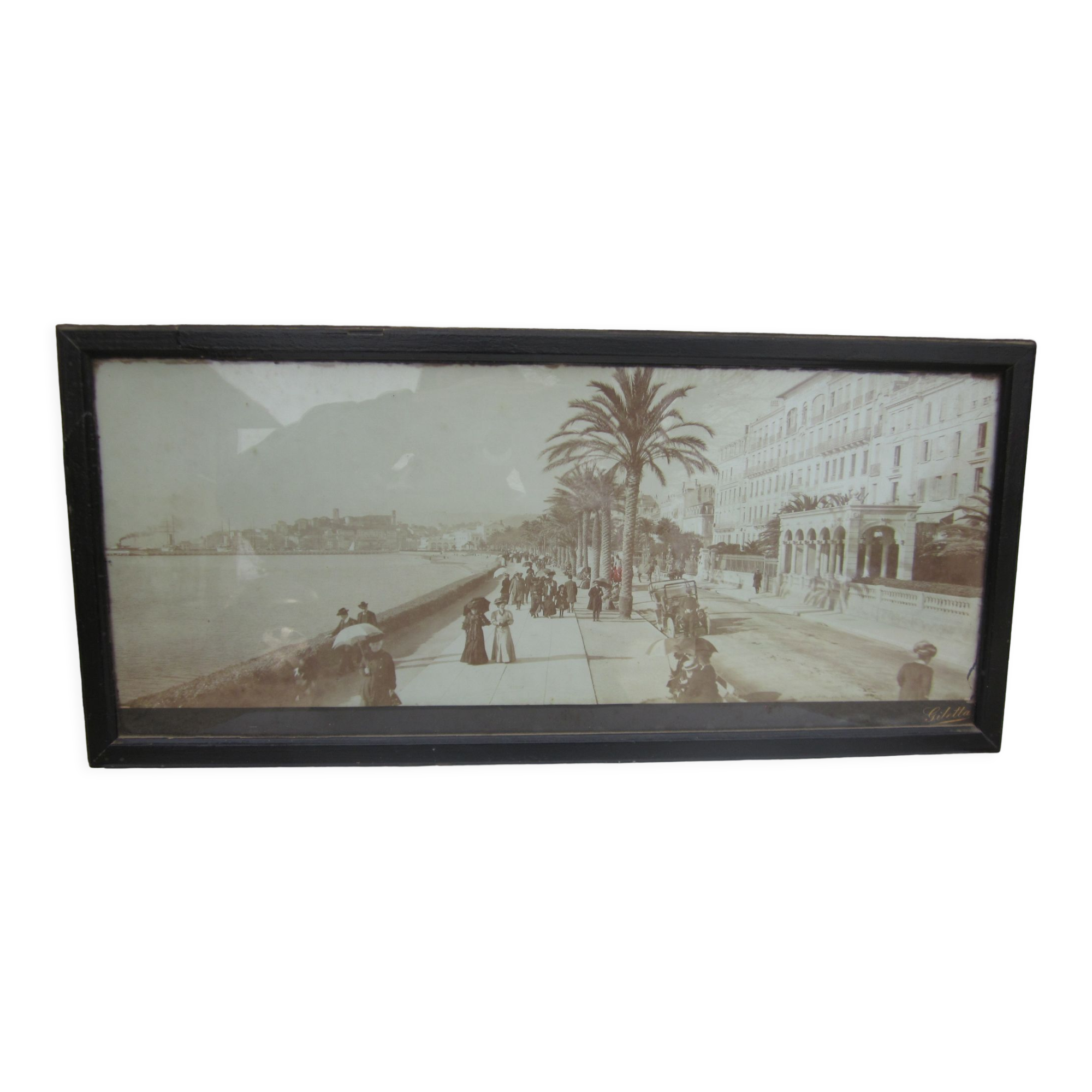 Old framed photograph: Panorama of Cannes (circa 1900)