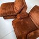 Pair 70s brown velvet armchairs