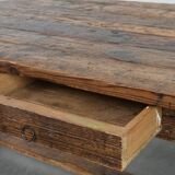 Magnificent and robust antique farmhouse dining table made of pine wood
