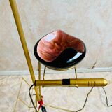 Lampadaire vintage en laiton, porte-revue et cendrier