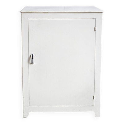 Buffet bas, meuble bar, placard, bois blanc, vintage, années 60
